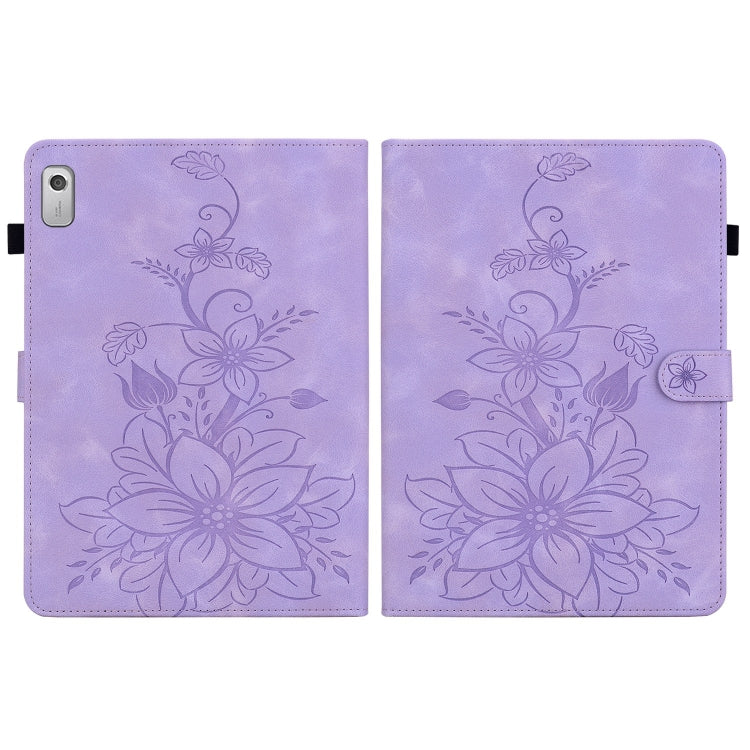 For Lenovo Tab M9 Lily Embossed Leather Tablet Case