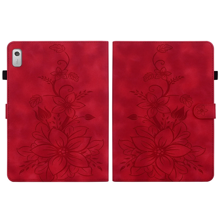 For Lenovo Tab M9 Lily Embossed Leather Tablet Case