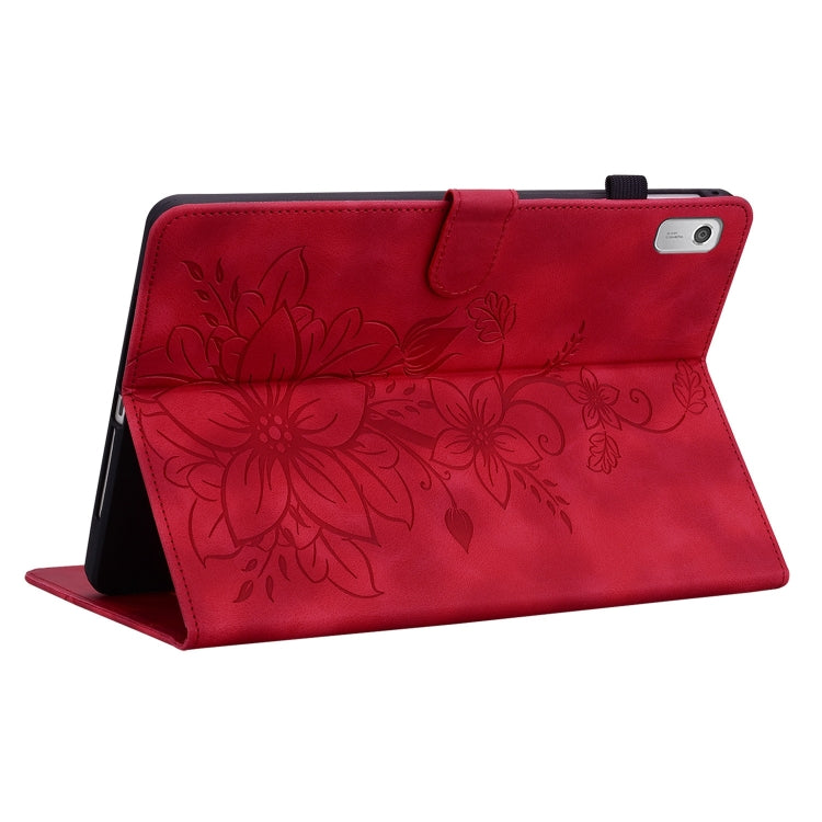 For Lenovo Tab M9 Lily Embossed Leather Tablet Case