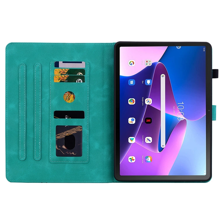 For Lenovo Tab M10 10.1 3rd Gen Lily Embossed Leather Tablet Case
