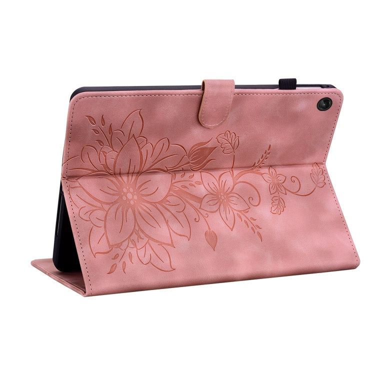 For Lenovo Tab M10 10.1 3rd Gen Lily Embossed Leather Tablet Case