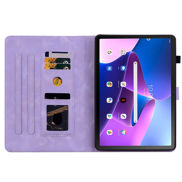 For Lenovo Tab M10 Plus 10.6 3rd Gen Lily Embossed Leather Tablet Case