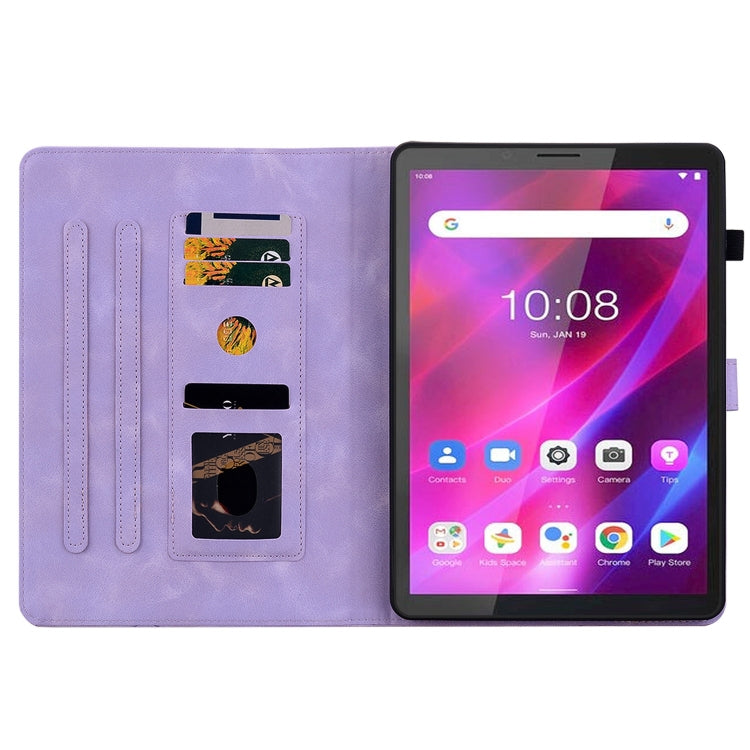 For Lenovo Tab M7 3rd Gen Lily Embossed Leather Tablet Case