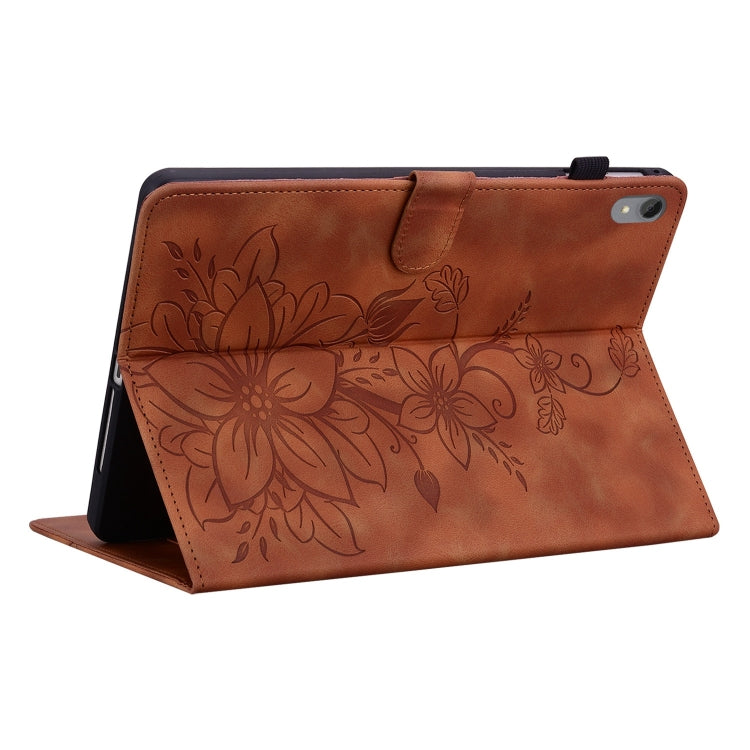 For Lenovo Tab P11 /Xiaoxin Pad Plus Lily Embossed Leather Tablet Case