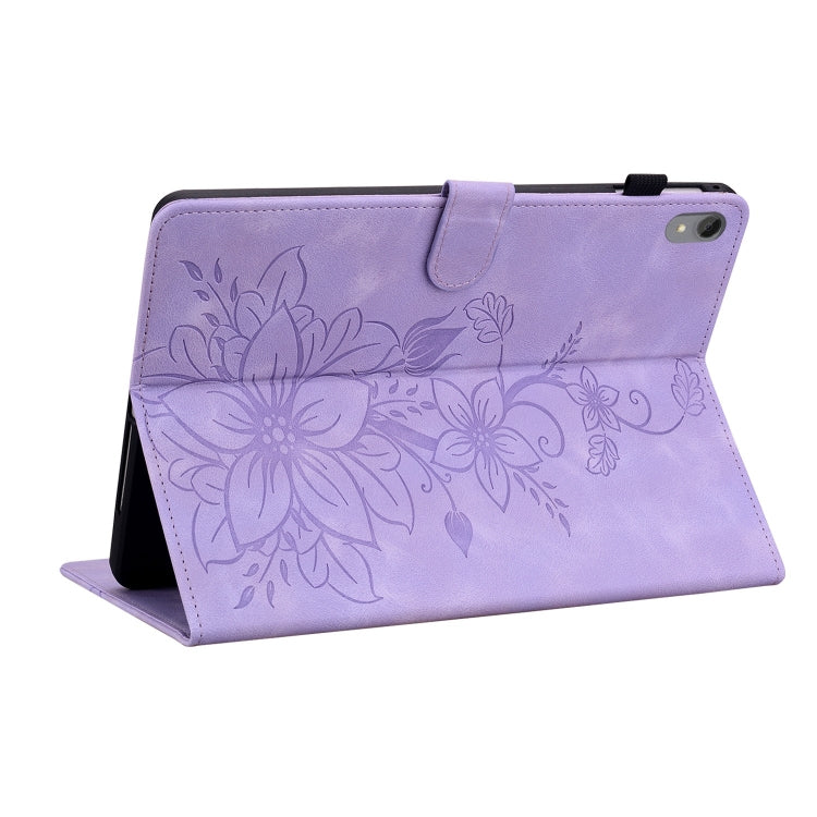 For Lenovo Tab P11 /Xiaoxin Pad Plus Lily Embossed Leather Tablet Case