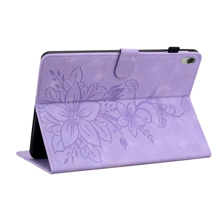For Lenovo M10 Plus 10.3 Lily Embossed Leather Tablet Case