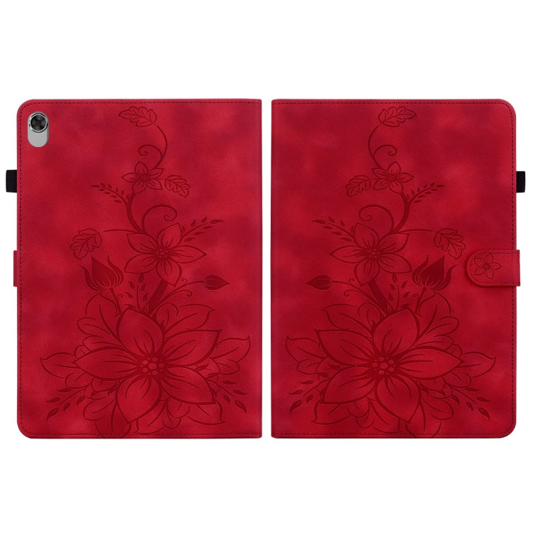 For Lenovo M10 Plus 10.3 Lily Embossed Leather Tablet Case