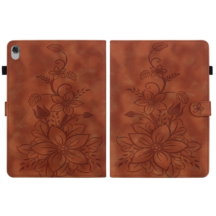 For Lenovo Tab K10 Lily Embossed Leather Tablet Case