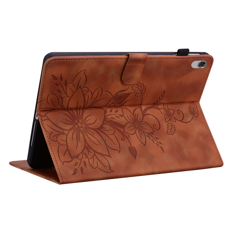For Lenovo Tab K10 Lily Embossed Leather Tablet Case