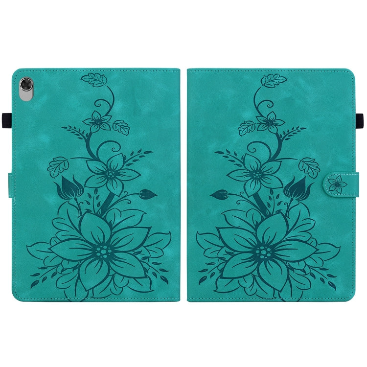For Lenovo Tab K10 Lily Embossed Leather Tablet Case