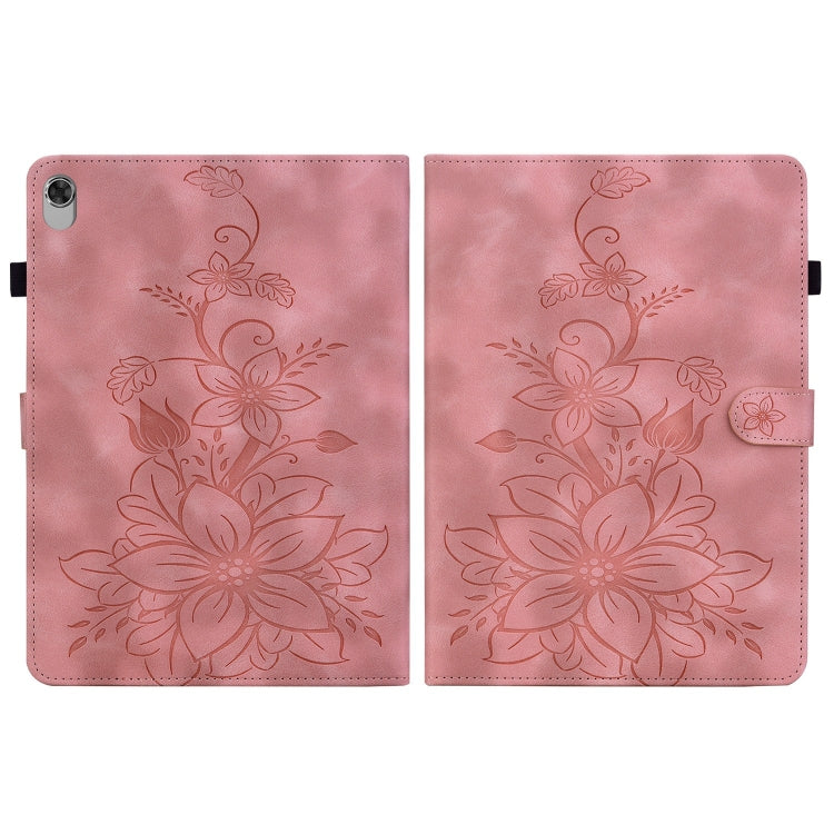For Lenovo Tab K10 Lily Embossed Leather Tablet Case