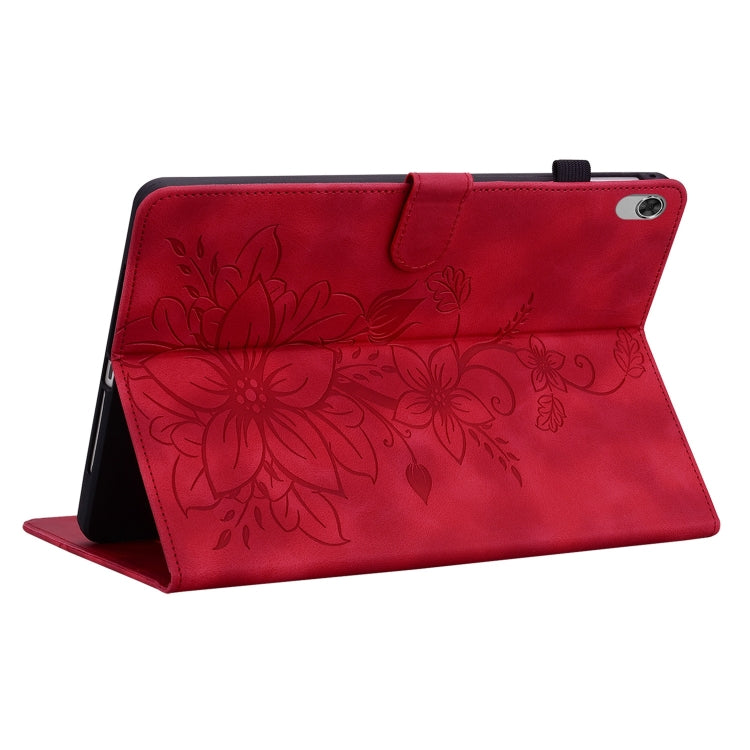 For Lenovo Tab K10 Lily Embossed Leather Tablet Case