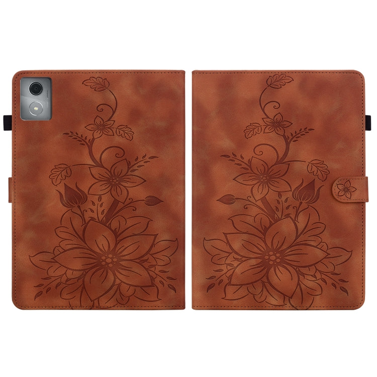 For Lenovo Tab K11 Plus Lily Embossed Leather Tablet Case