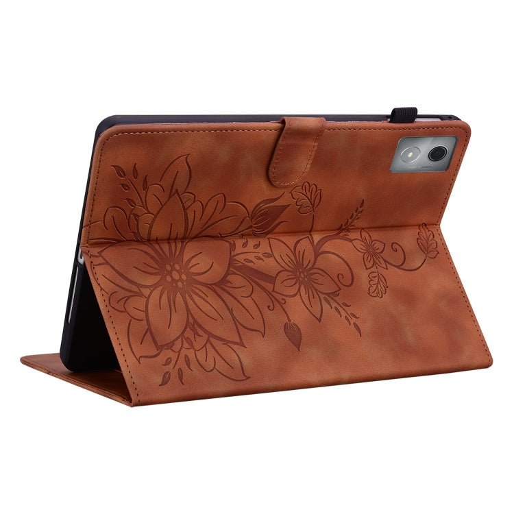 For Lenovo Tab K11 Plus Lily Embossed Leather Tablet Case