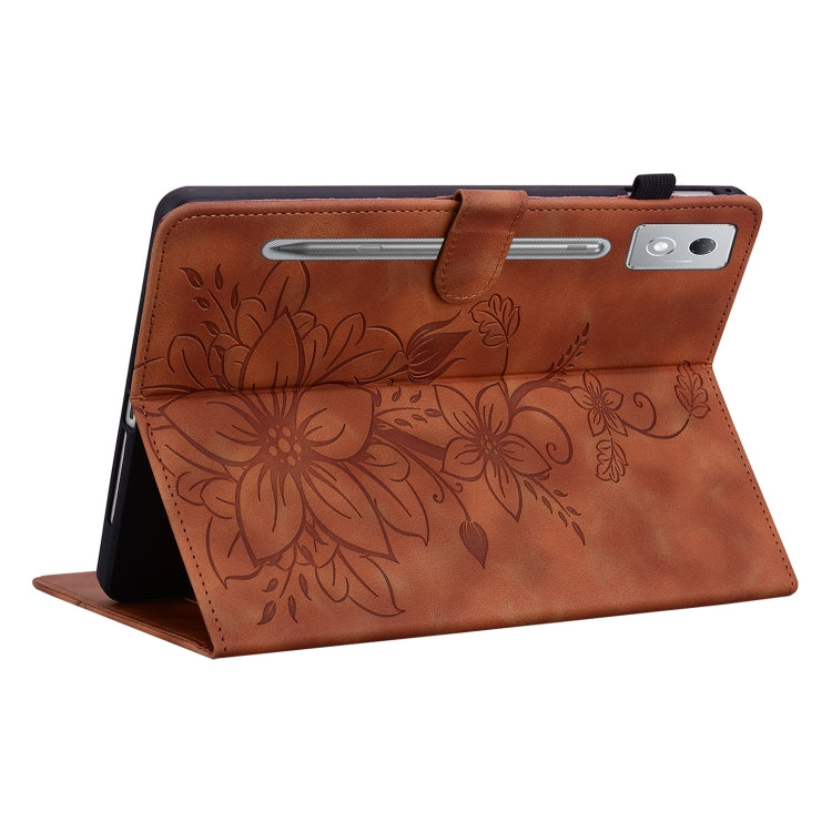For Lenovo Tab P12 12.7 2025 Lily Embossed Leather Tablet Case