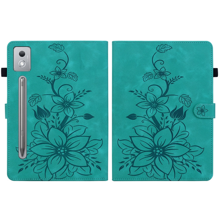 For Lenovo Tab P12 12.7 2025 Lily Embossed Leather Tablet Case