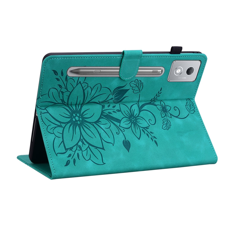For Lenovo Tab P12 12.7 2025 Lily Embossed Leather Tablet Case
