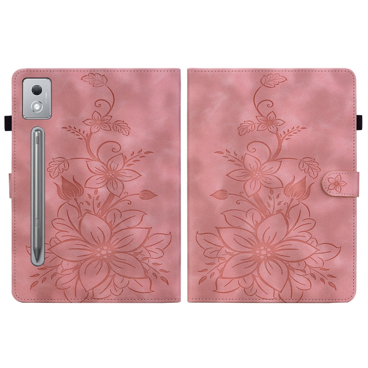 For Lenovo Tab P12 12.7 2025 Lily Embossed Leather Tablet Case