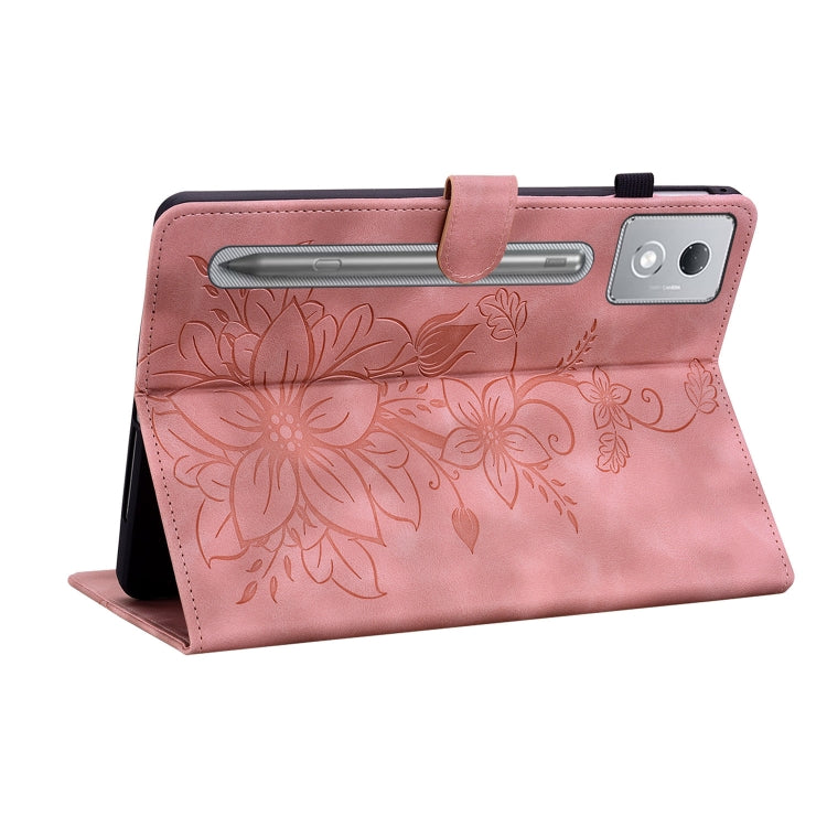 For Lenovo Tab P12 12.7 2025 Lily Embossed Leather Tablet Case