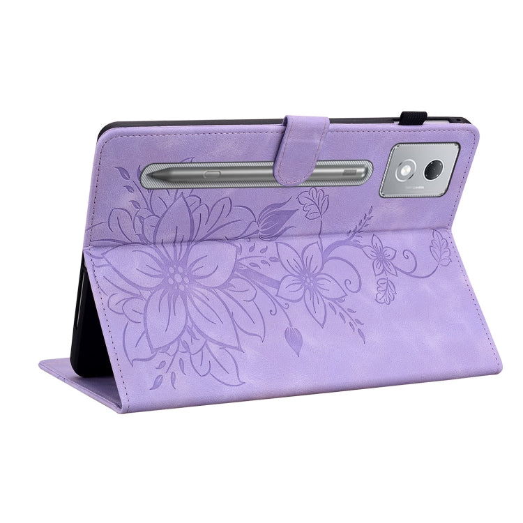 For Lenovo Tab P12 12.7 2025 Lily Embossed Leather Tablet Case