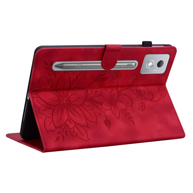 For Lenovo Tab P12 12.7 2025 Lily Embossed Leather Tablet Case