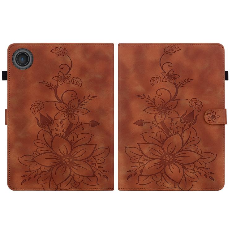 For Lenovo ZhaoYang K10C 10.1 inch Lily Embossed Leather Tablet Case