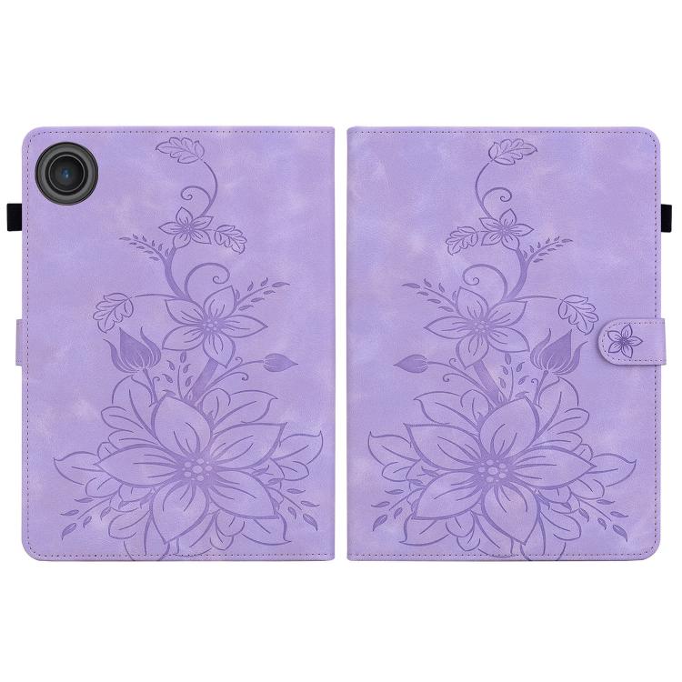For Lenovo ZhaoYang K10C 10.1 inch Lily Embossed Leather Tablet Case