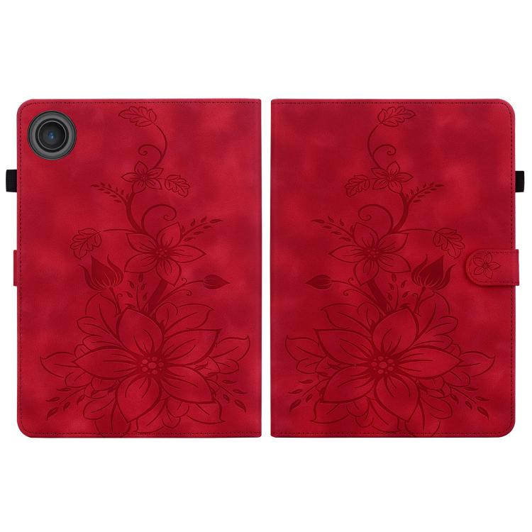 For Lenovo ZhaoYang K10C 10.1 inch Lily Embossed Leather Tablet Case
