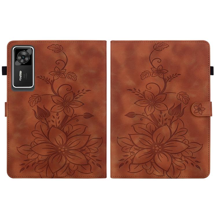 For Lenovo Legion Y700 Gen 4 Lily Embossed Leather Tablet Case