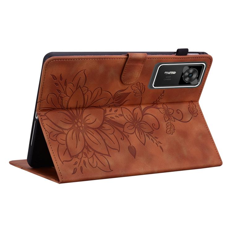 For Lenovo Legion Y700 Gen 4 Lily Embossed Leather Tablet Case