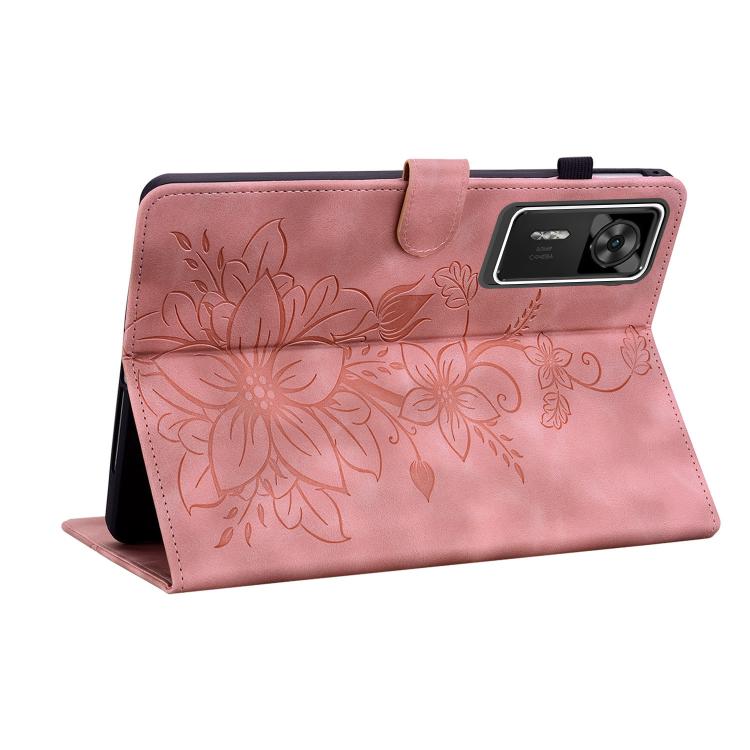 For Lenovo Legion Y700 Gen 4 Lily Embossed Leather Tablet Case