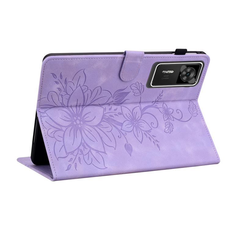 For Lenovo Legion Y700 Gen 4 Lily Embossed Leather Tablet Case