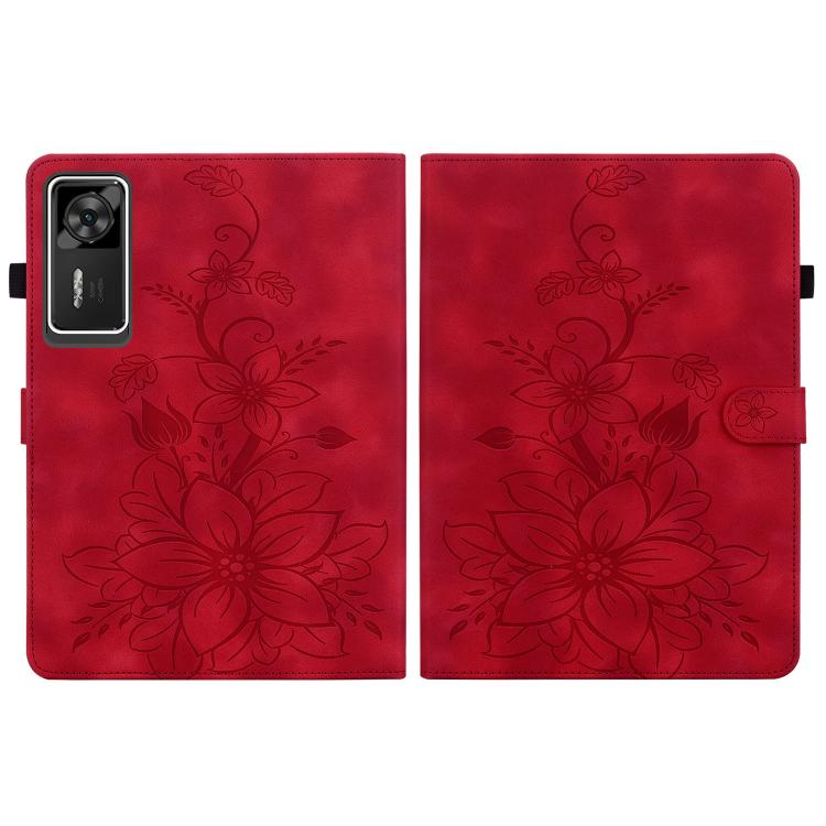 For Lenovo Legion Y700 Gen 4 Lily Embossed Leather Tablet Case