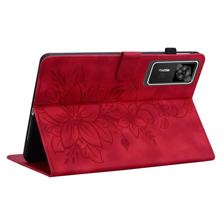 For Lenovo Legion Y700 Gen 4 Lily Embossed Leather Tablet Case
