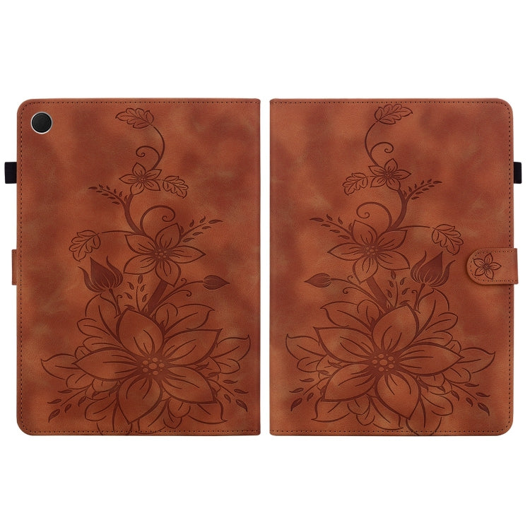 For Samsung Galaxy Tab A8 10.5 2022 Lily Embossed Leather Smart Tablet Case