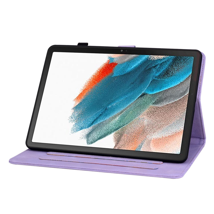 For Samsung Galaxy Tab A8 10.5 2022 Lily Embossed Leather Smart Tablet Case