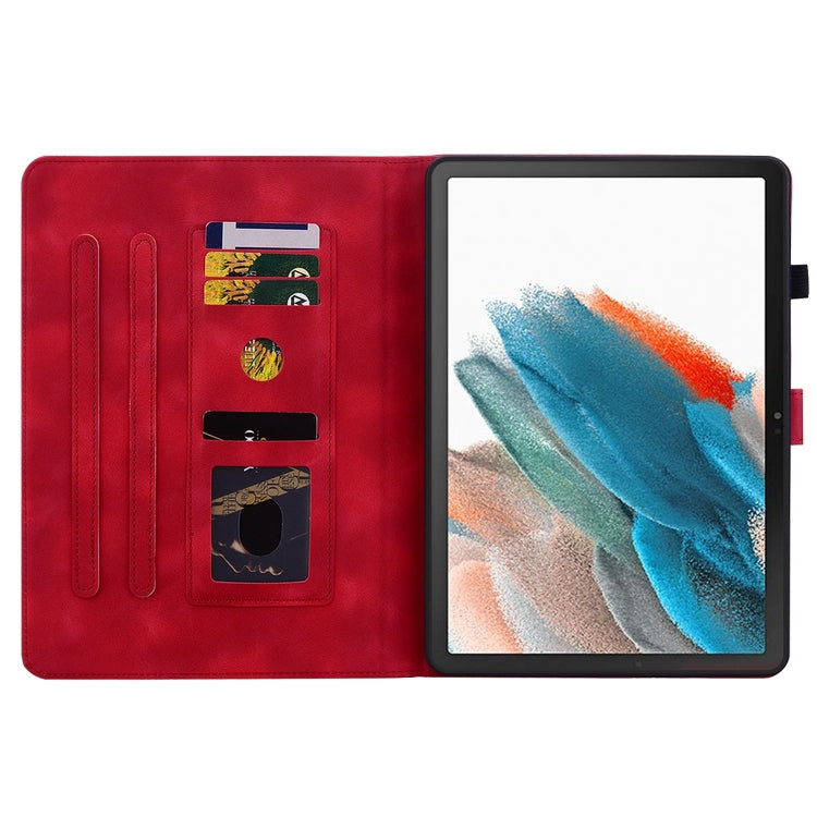 For Samsung Galaxy Tab A8 10.5 2022 Lily Embossed Leather Smart Tablet Case