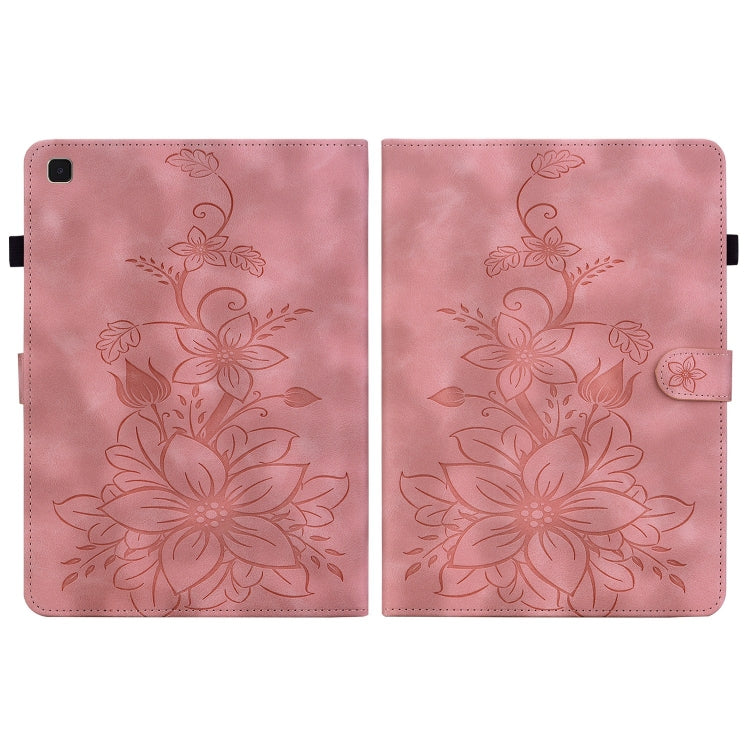 For Samsung Galaxy Tab A7 10.4 Lily Embossed Leather Smart Tablet Case