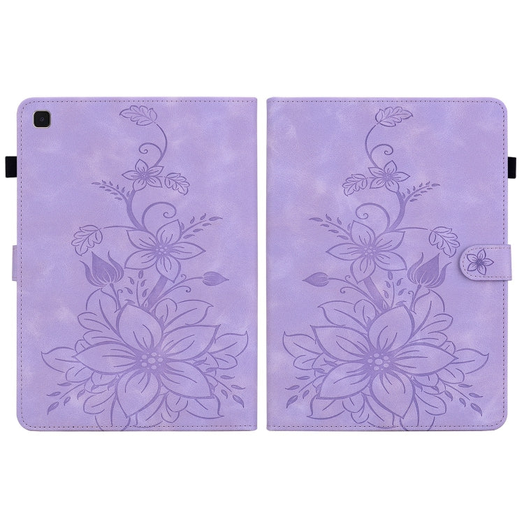 For Samsung Galaxy Tab A7 10.4 Lily Embossed Leather Smart Tablet Case