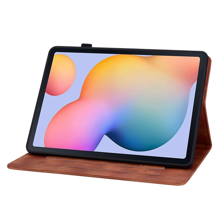For Samsung Galaxy Tab S6 Lite Lily Embossed Leather Smart Tablet Case