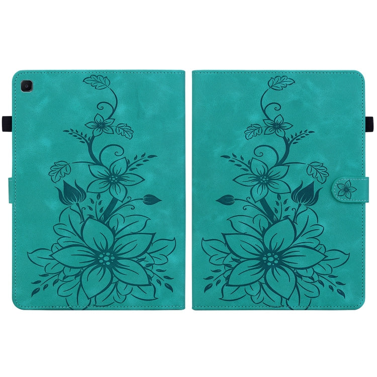 For Samsung Galaxy Tab S6 Lite Lily Embossed Leather Smart Tablet Case