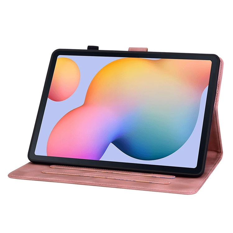 For Samsung Galaxy Tab S6 Lite Lily Embossed Leather Smart Tablet Case