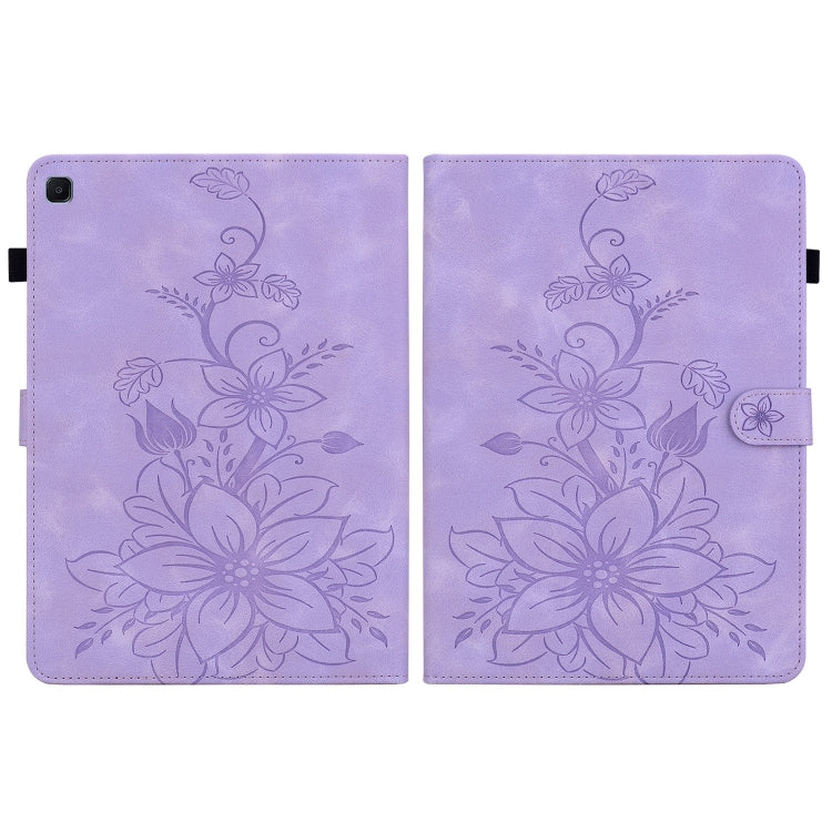 For Samsung Galaxy Tab S6 Lite Lily Embossed Leather Smart Tablet Case