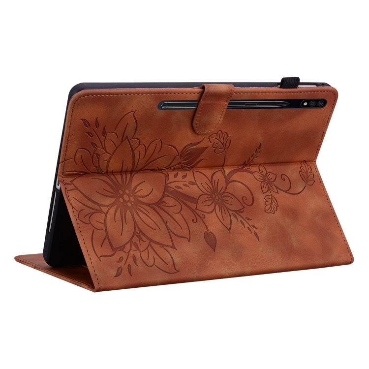 For Samsung Galaxy Tab S7 FE/S8+/S7+ Lily Embossed Leather Tablet Case