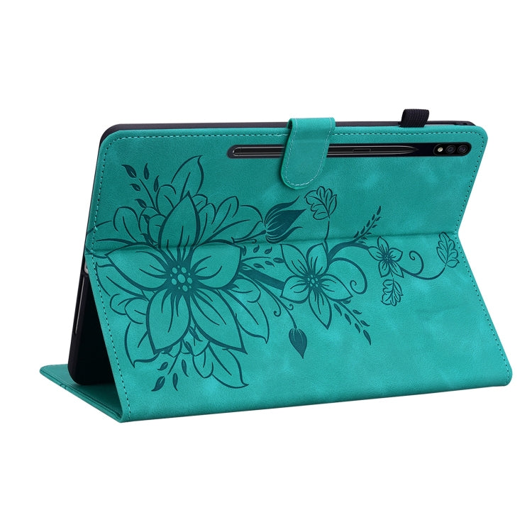 For Samsung Galaxy Tab S7 FE/S8+/S7+ Lily Embossed Leather Tablet Case