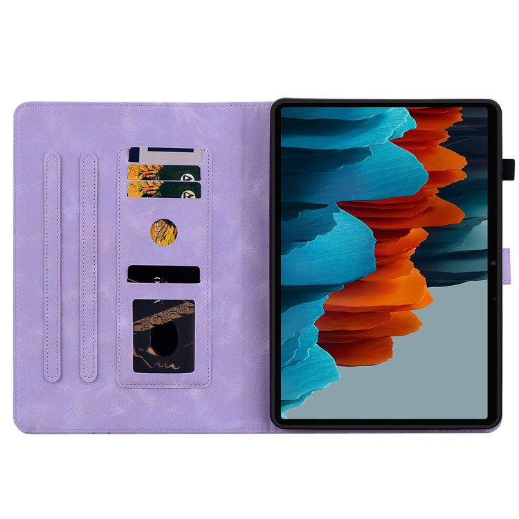 For Samsung Galaxy Tab S7 FE/S8+/S7+ Lily Embossed Leather Tablet Case