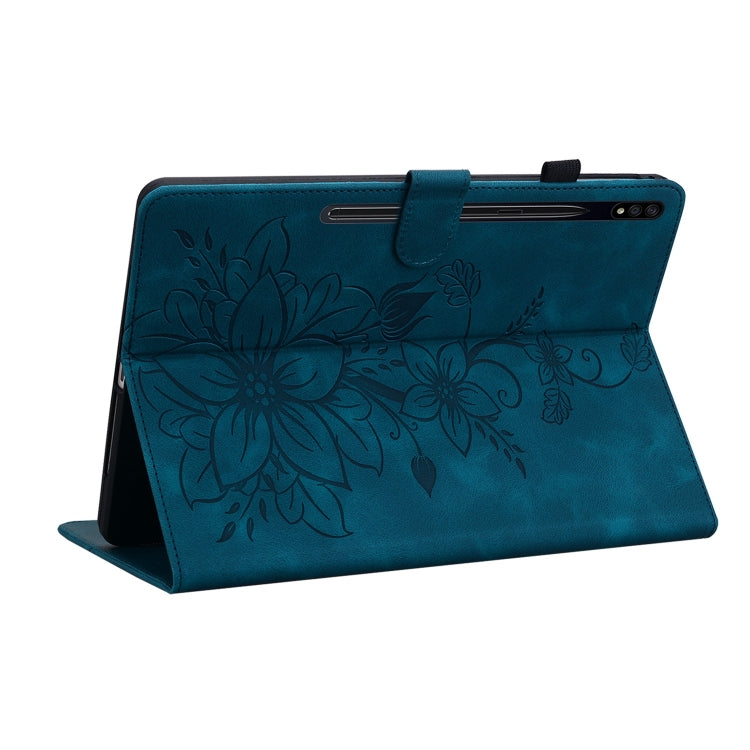 For Samsung Galaxy Tab S7 FE/S8+/S7+ Lily Embossed Leather Tablet Case