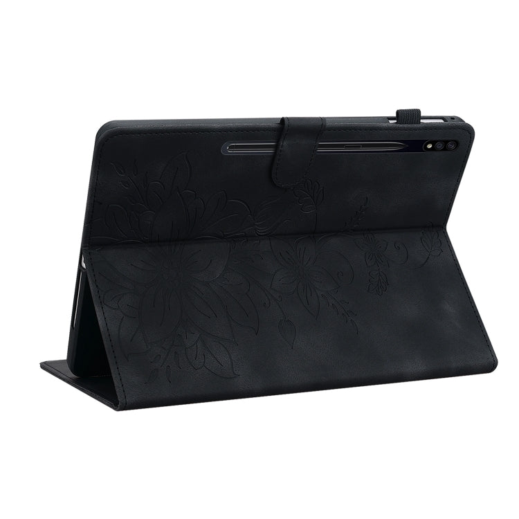 For Samsung Galaxy Tab S7 FE/S8+/S7+ Lily Embossed Leather Tablet Case