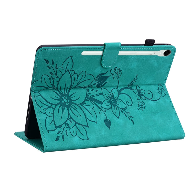 For Samsung Galaxy Tab S9 / S9 FE Lily Embossed Leather Tablet Case