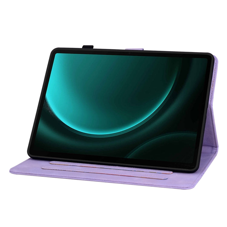 For Samsung Galaxy Tab S9 / S9 FE Lily Embossed Leather Tablet Case